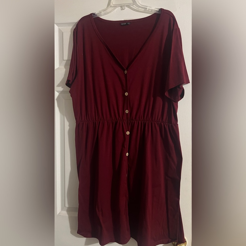 SHEIN Burgundy Button-Down Dress